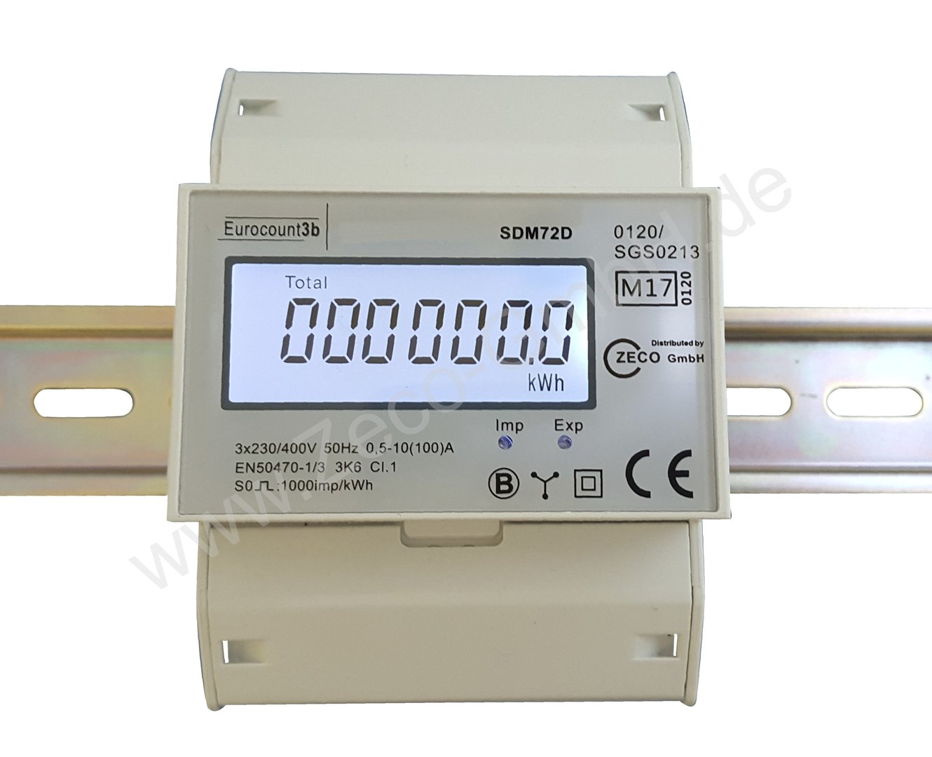 LCD 3 Phasen Drehstromzähler Stromzähler S0 LCD 100A Zeco  Eurocount3 